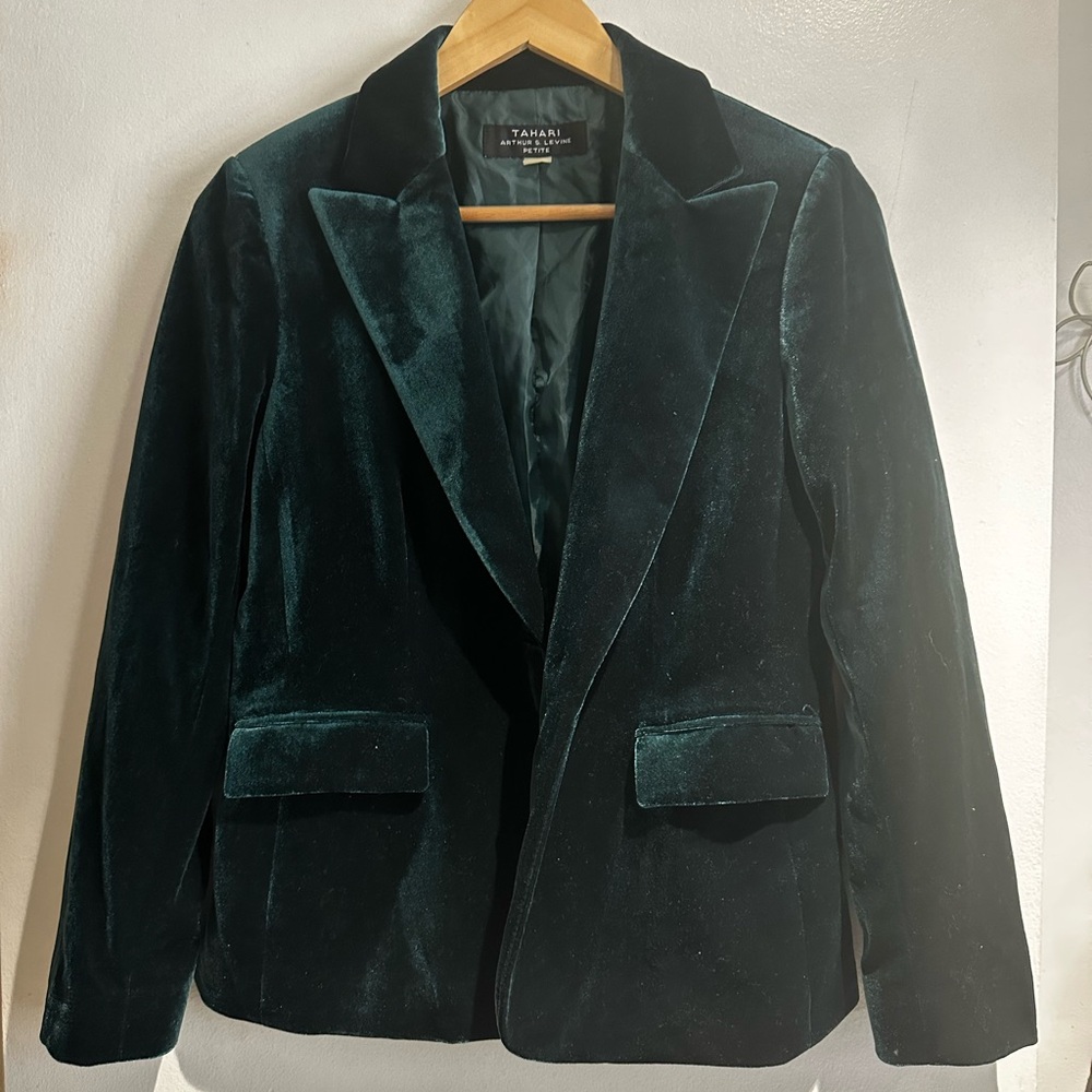 Tahari Women's Velvet Blazer - Dark Green